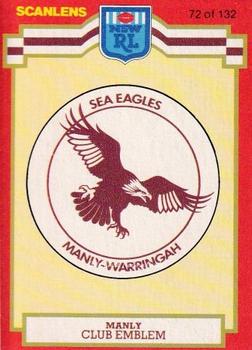1986 Scanlens #72 Crest - Sea-Eagles Front